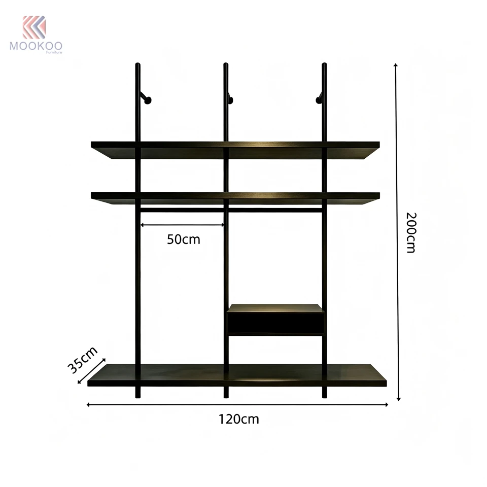 Black Metal Rotating Varnish Garment Display Rack Grid Wall Panel Shelving Unit Hanging Rod Retail Shop Display Fixture Side price
