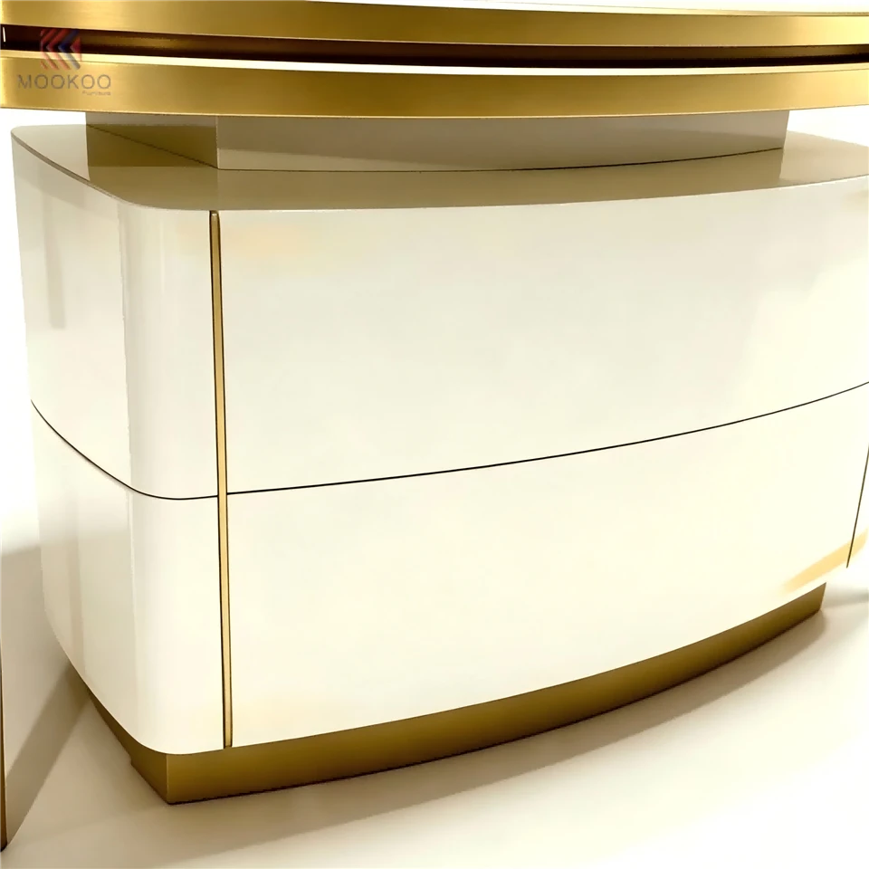 Commercial Curved Glass Jewelry Display Cabinet | Single Layer Arc Corner For LED Light | White Gold Metal Retail Counter price