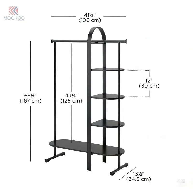 Customized Modern Luxury Metal Clothing Rack Rotating Varnish Finish Easy Assembly For Design price