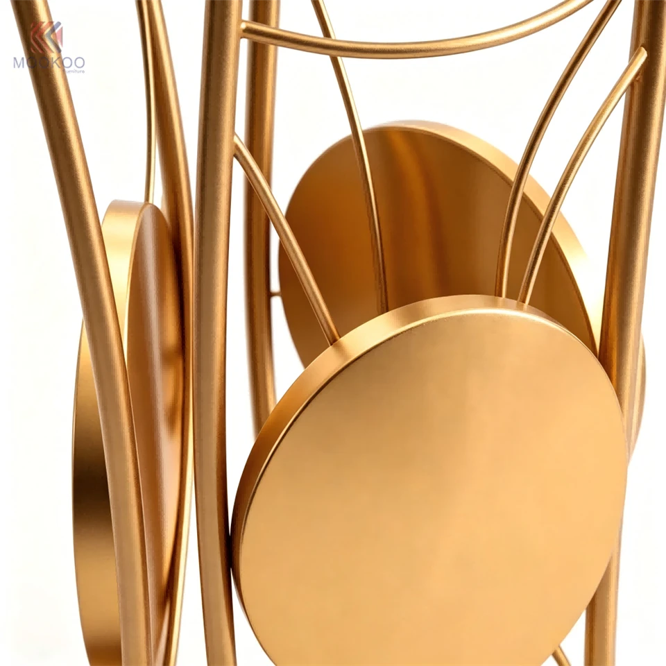 Freestanding Customized MOOKOO Modern Golden Metal Cylinder Jewelry Display Tower LED Lighting Rotating Platform Hollow Art best