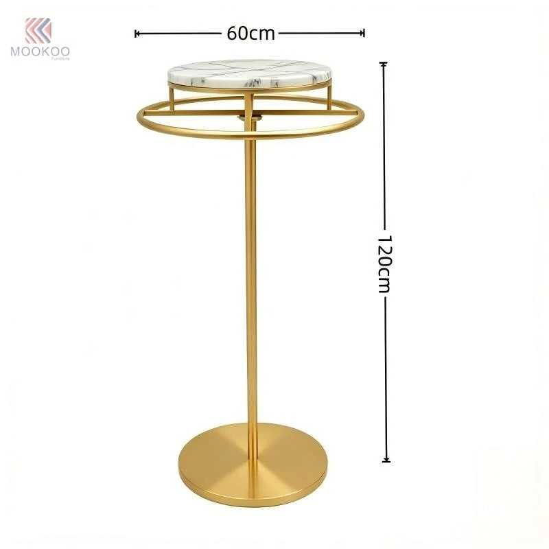 Gold Varnish Modern Clothing Display Rack Marble Top Metal Garment Rack Storage Shelf Hanging Hooks Floor Standing Retail high quality
