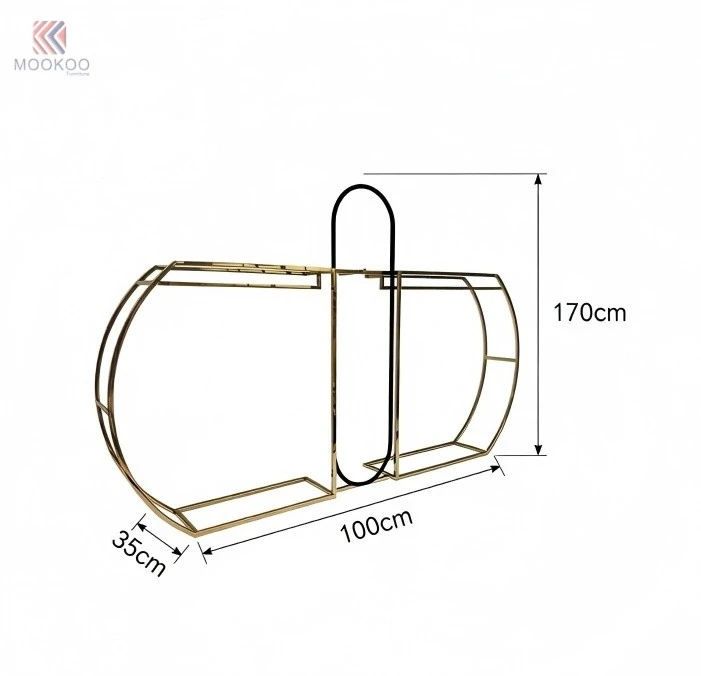 Luxury Gold Metal Clothing Display Rack Freestanding Garment Hanging Stand For Boutique Clothing Store price