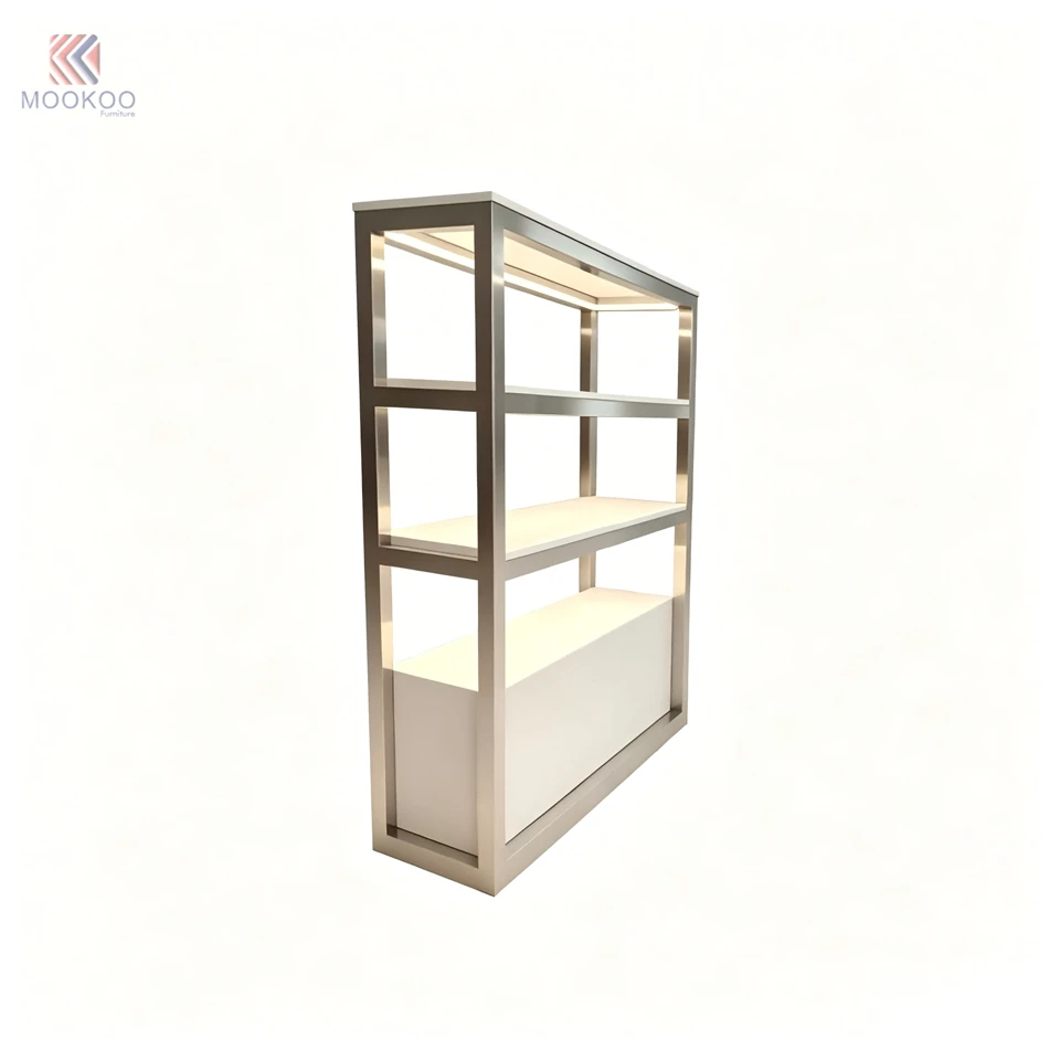 Luxury Modern Rotating Metal Countertop Display Cabinet With LED Light Shelves For High-End Watch Jewelry Boutique Retail Store best