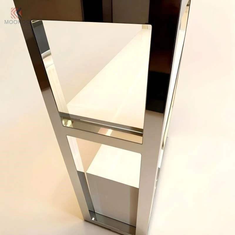 Luxury Modern Rotating Metal Countertop Display Cabinet With LED Light Shelves For High-End Watch Jewelry Boutique Retail Store high quality