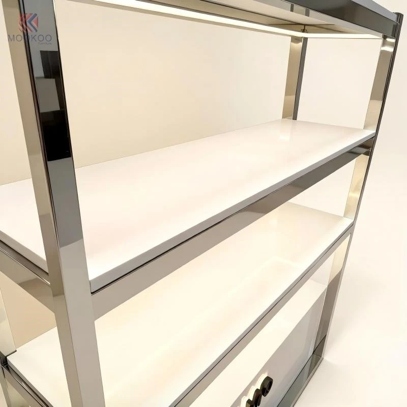 Luxury Modern Rotating Metal Countertop Display Cabinet With LED Light Shelves For High-End Watch Jewelry Boutique Retail Store price