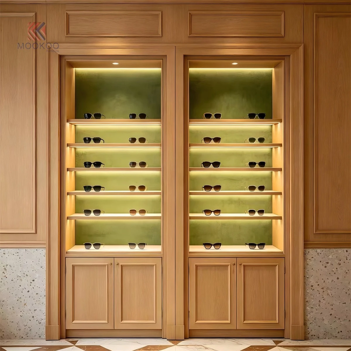 Luxury Solid Wood Eyewear Display Cabinet 8004002200 Custom Sunglasses Showcase For Optical Store best