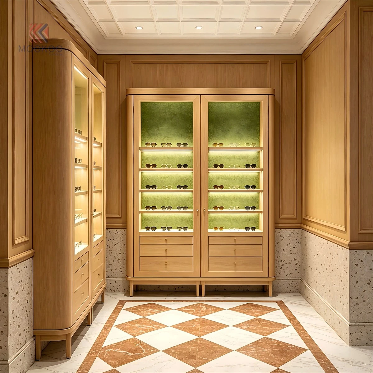 Luxury Solid Wood Eyewear Display Cabinet 8004002200 Custom Sunglasses Showcase For Optical Store best