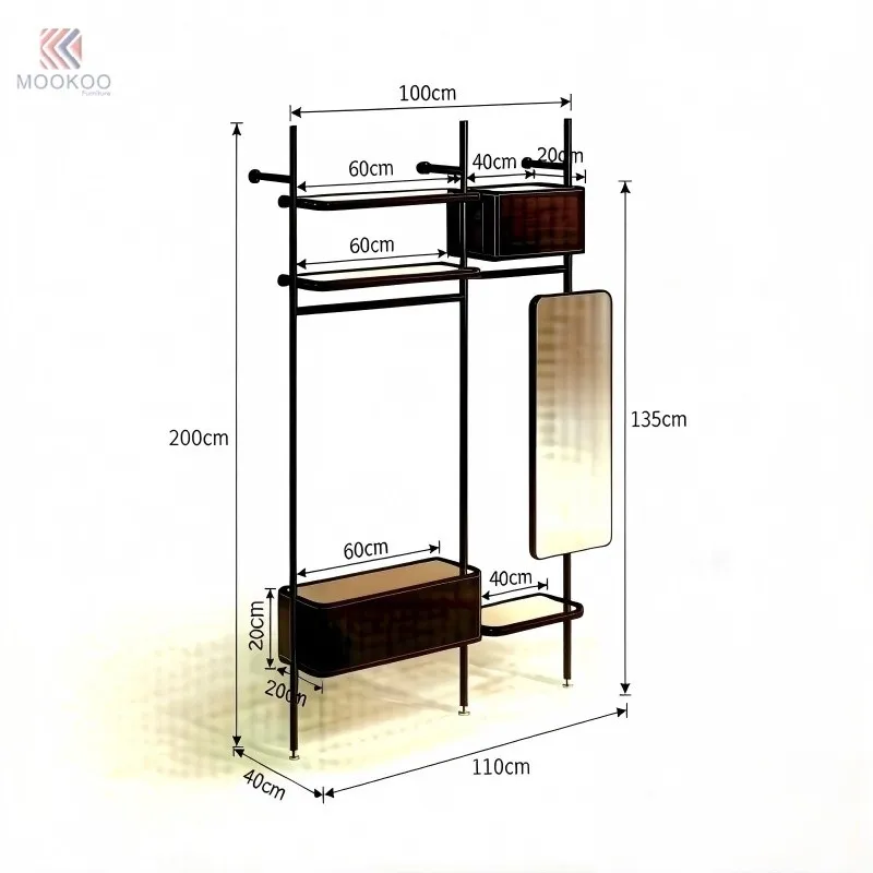 Luxury Stainless Steel Clothing Display Rack With Tempered Glass Shelves And LED Screen, High-End Retail Garment Display Stand With Shoe Rack, Modern Boutique Fixtures For Mens Suits And Bag Accessories price