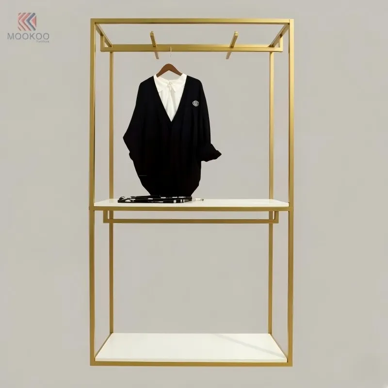 Matte Black Metal Rotating Modern Clothing Display Stand Asymmetric Rack Top Hooks Freestanding Organizer Apparel Retail Shop best