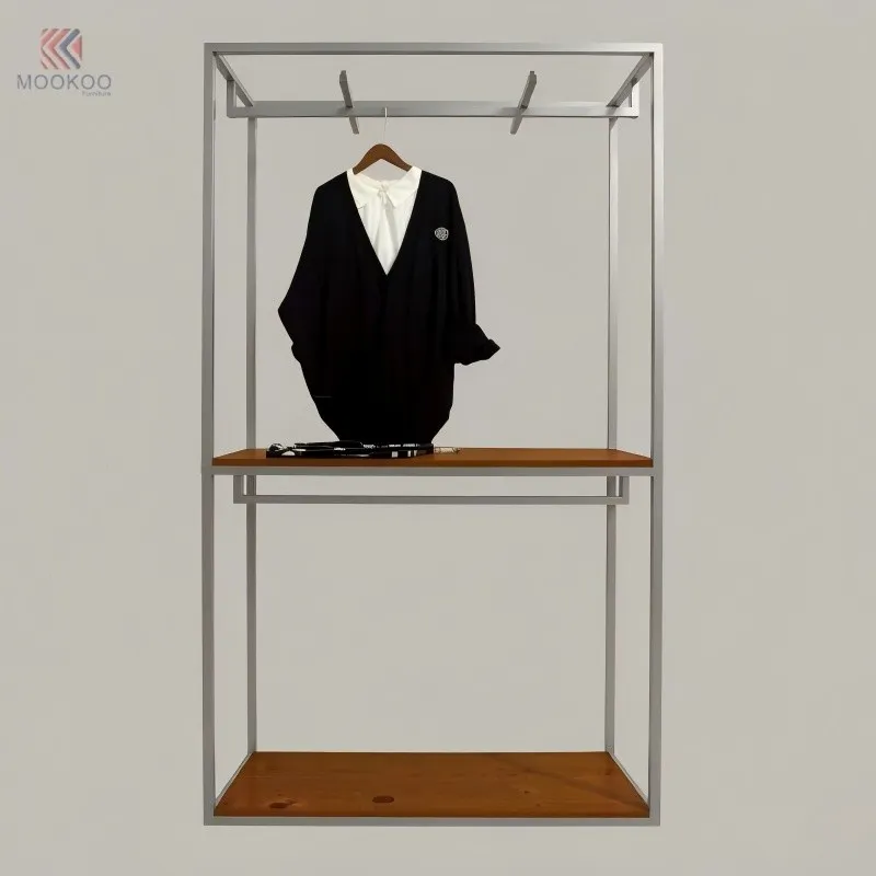 Matte Black Metal Rotating Modern Clothing Display Stand Asymmetric Rack Top Hooks Freestanding Organizer Apparel Retail Shop high quality