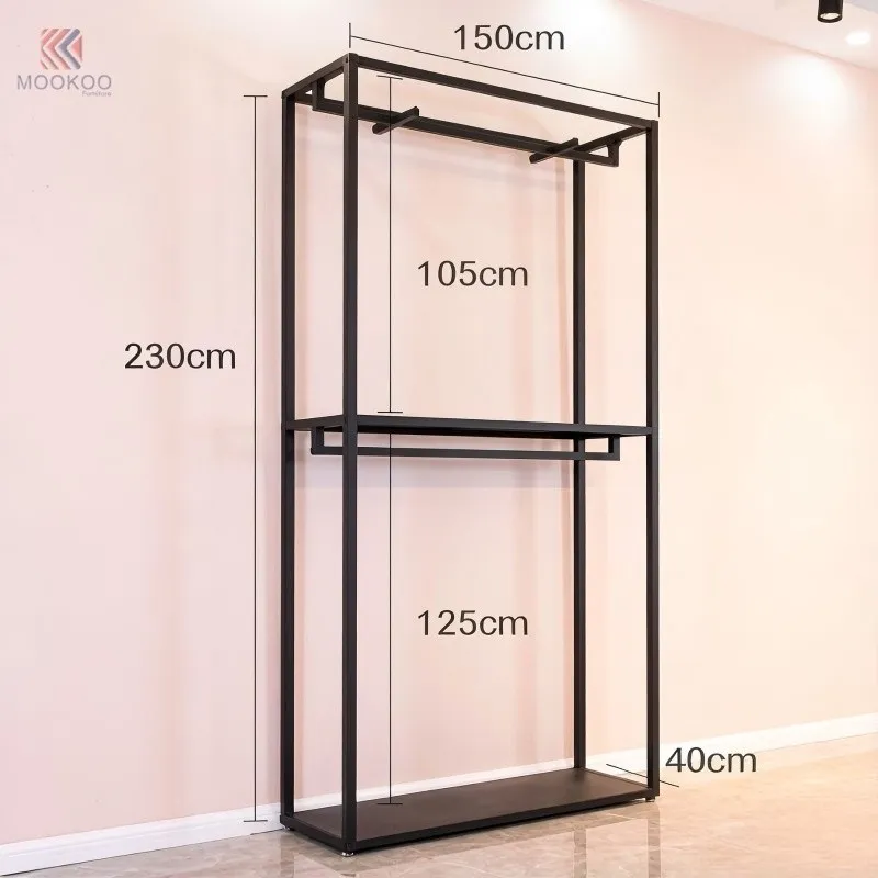 Matte Black Metal Rotating Modern Clothing Display Stand Asymmetric Rack Top Hooks Freestanding Organizer Apparel Retail Shop price