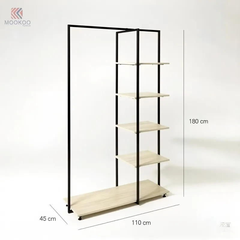 Modern Customized Luxury Black Metal Clothing Rack Freestanding Room Divider Display Shelf Hanging Rod Entryway Organizer price