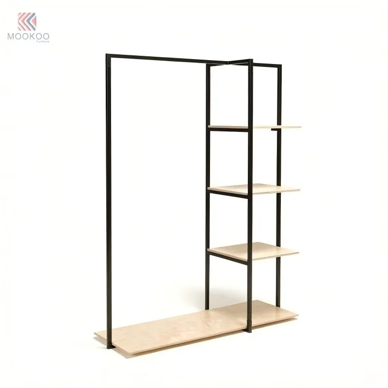 Modern Customized Luxury Black Metal Clothing Rack Freestanding Room Divider Display Shelf Hanging Rod Entryway Organizer high quality