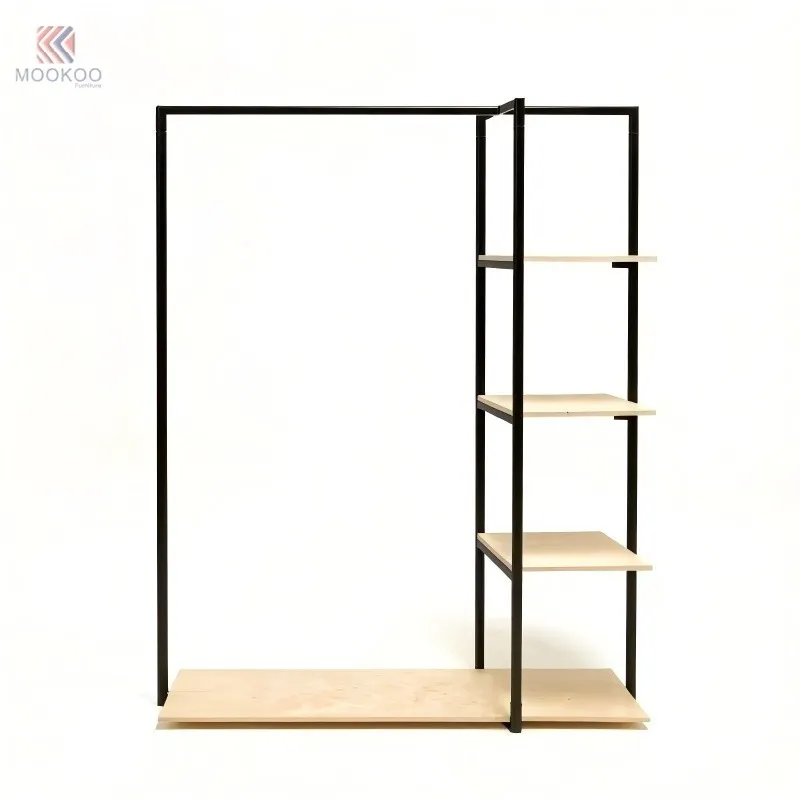 Modern Customized Luxury Black Metal Clothing Rack Freestanding Room Divider Display Shelf Hanging Rod Entryway Organizer best