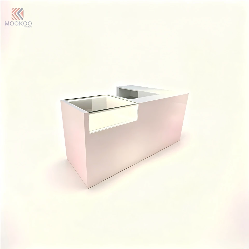 Modern Customized White High-Gloss Varnish Rotating Metal Display Cube LED Lighting 8mm Thick Easy Assembly Freestanding Corner suppliers