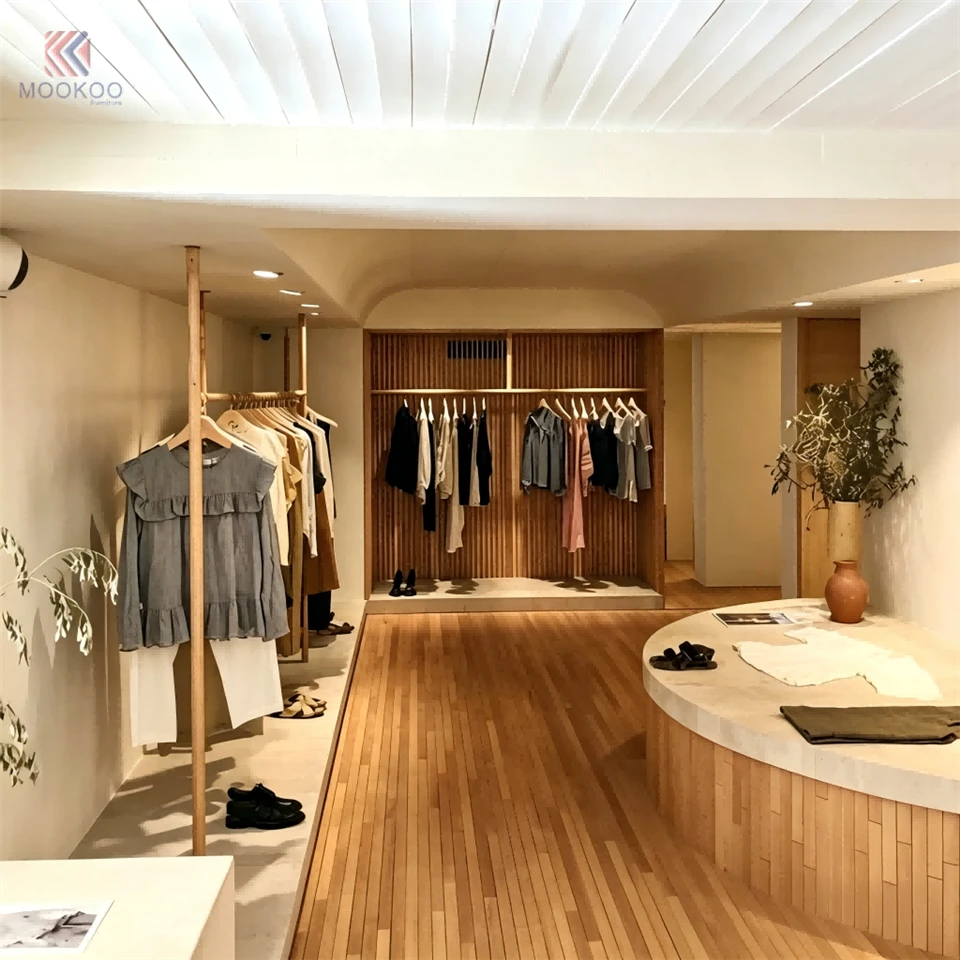 Modern Customized Wood Open Wardrobe LED Lighting Horizontal Slat Back Panel Design Single Hanging Rail Closet Organizer best
