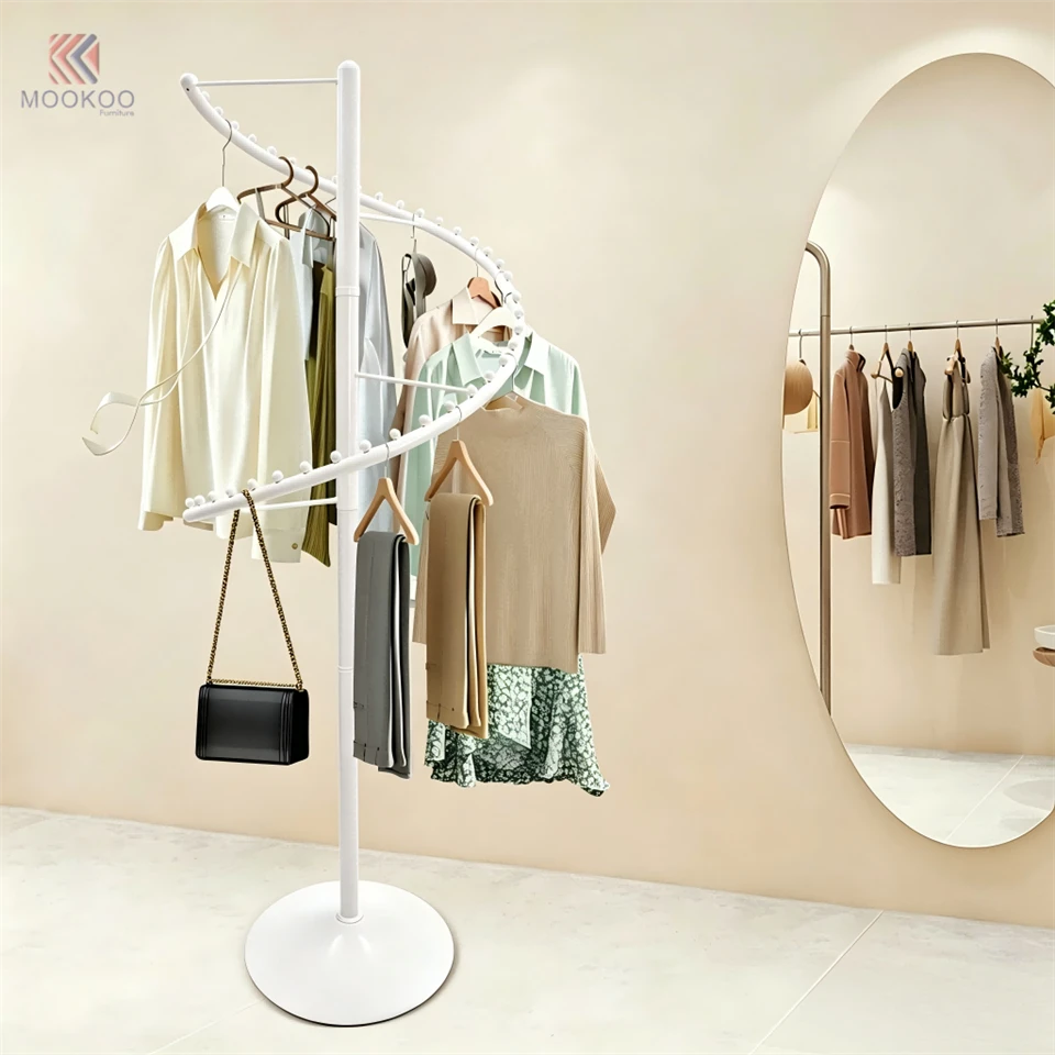 Modern Freestanding For Metal Spiral Garment Display Rack With Easy Assembly factory