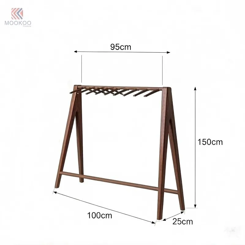 Modern Metal Clothing Display Rack A-Frame Garment Rack Bottom Shelf Freestanding Clothes Hanger Stand Varnish Finish Boutique price
