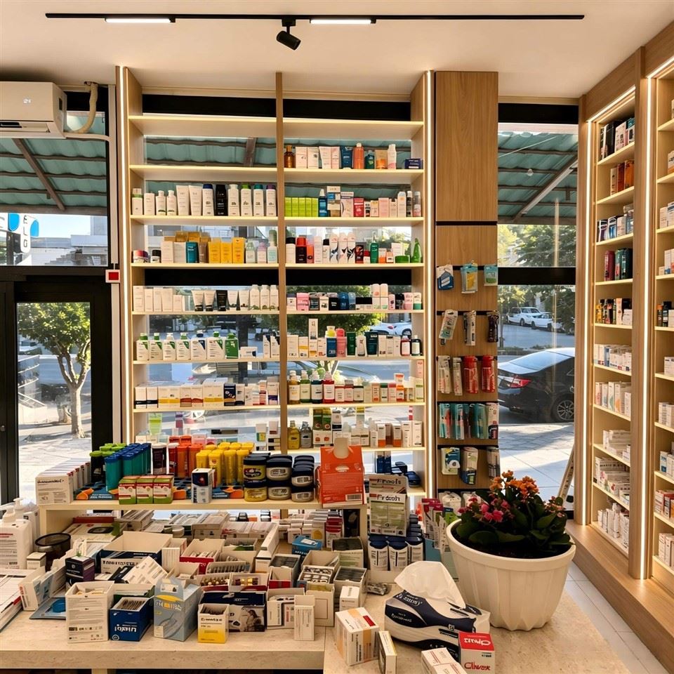 MOOKOO Custom Pharmacy Wooden Wall Display Cabinet With LED Light Commercial Drugstore Retail Furniture Shelving Fixtures high quality
