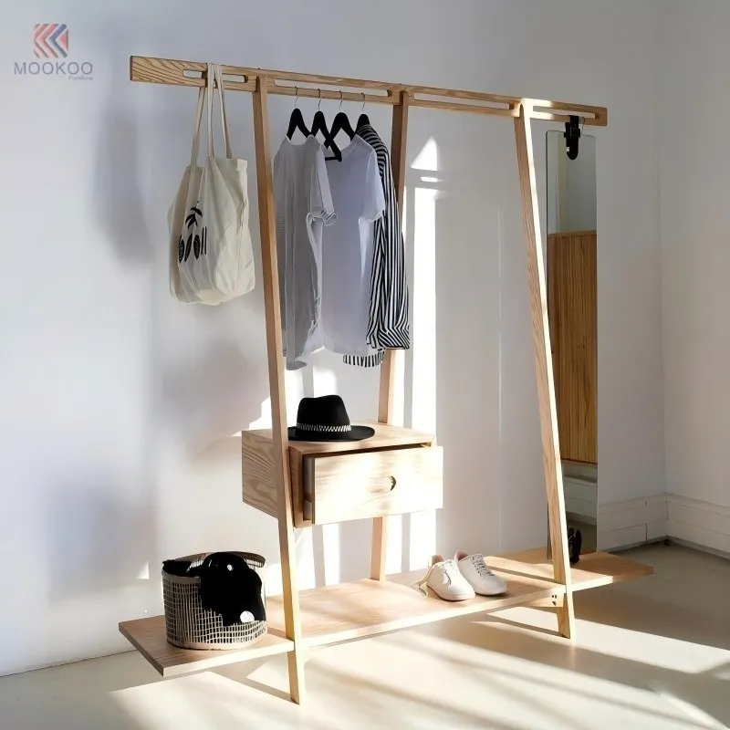 MOOKOO Customized Entryway Hall Coat Rack Full-Length Mirror Storage Bench Drawer Open Shelves Free-Standing suppliers