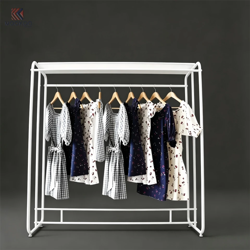 Mookoo Customized Heavy Duty Metal Clothing Rack Double Rod Adjustable Hanging Closet Organizer Modern Freestanding suppliers