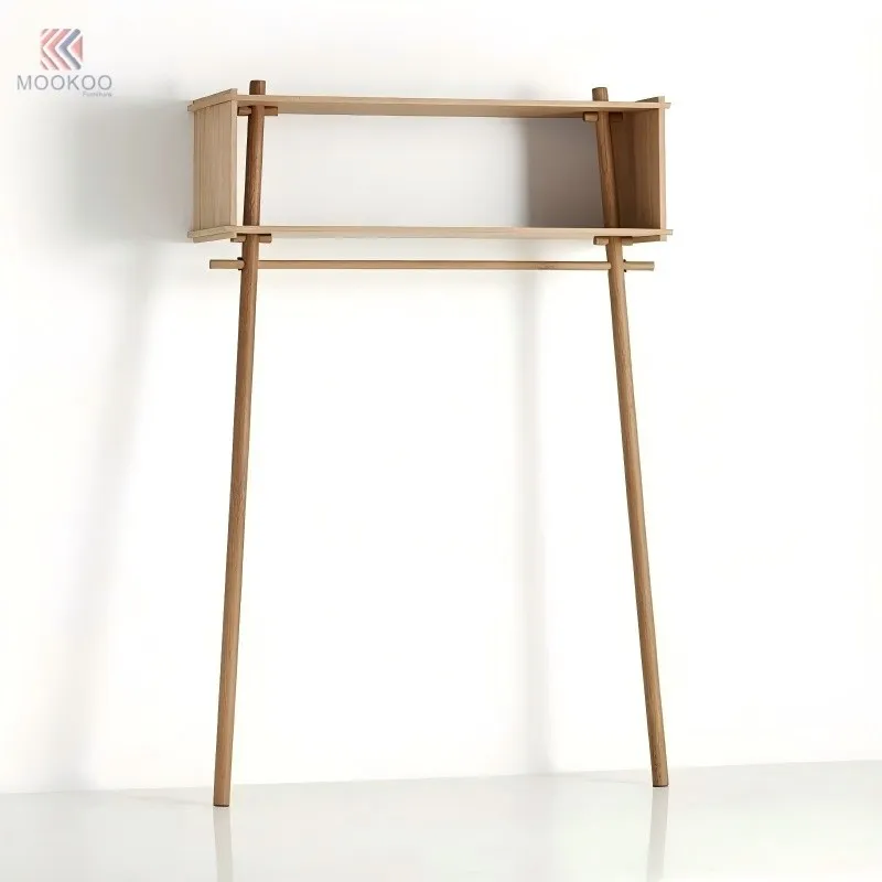 MOOKOO Customized Wood Entryway Coat Rack Top Storage Shelf Free-Standing Hall Tree Hanging Rod Modern high quality