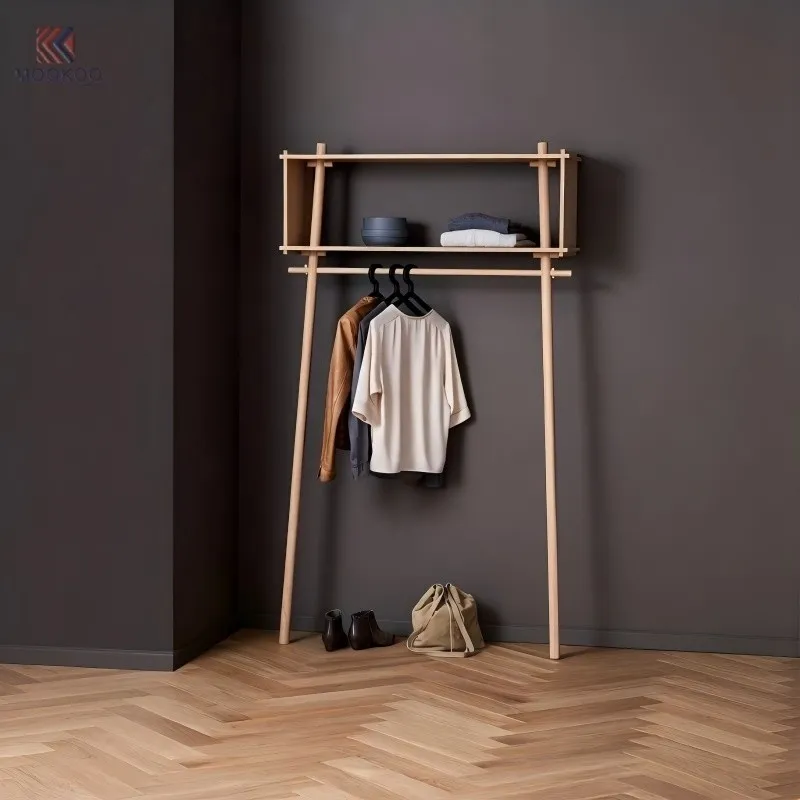 MOOKOO Customized Wood Entryway Coat Rack Top Storage Shelf Free-Standing Hall Tree Hanging Rod Modern best