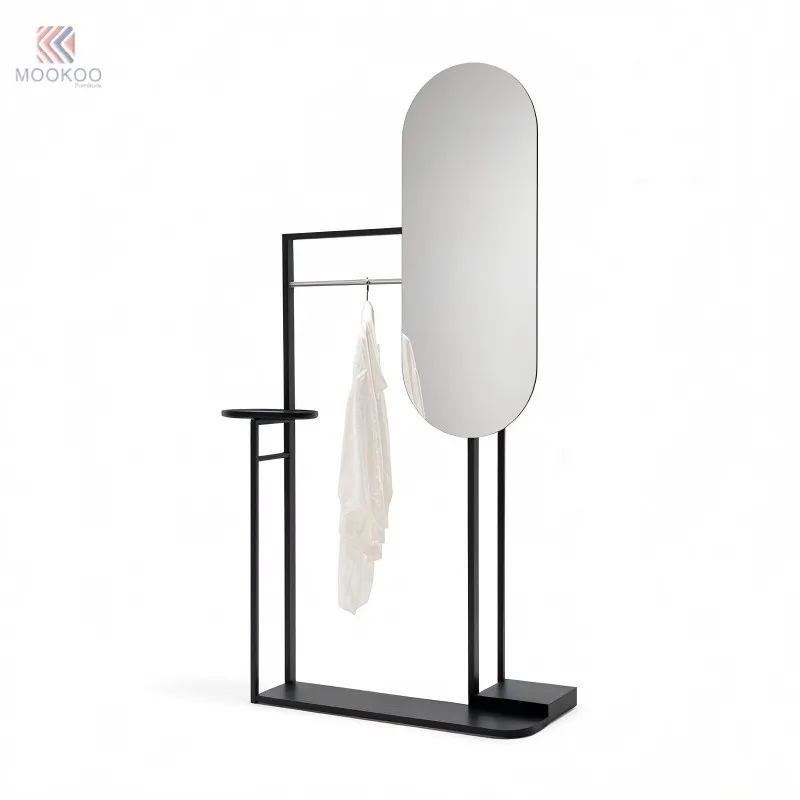 MOOKOO Free Standing Clothing Rack Mirror Side Table Metal Floor Mounted Garment Hanger Modern Entryway Hall Tree Organizer best