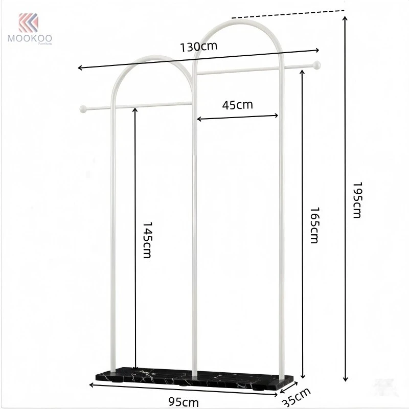 Mookoo French Arched Modern 8mm Thick Metal Clothing Rack Marble Base Freestanding Garment Hanger Side Hooks Entryway price