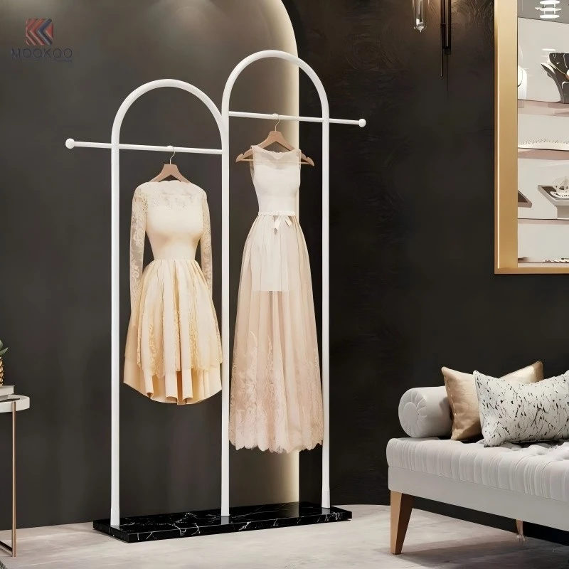 Mookoo French Arched Modern 8mm Thick Metal Clothing Rack Marble Base Freestanding Garment Hanger Side Hooks Entryway suppliers