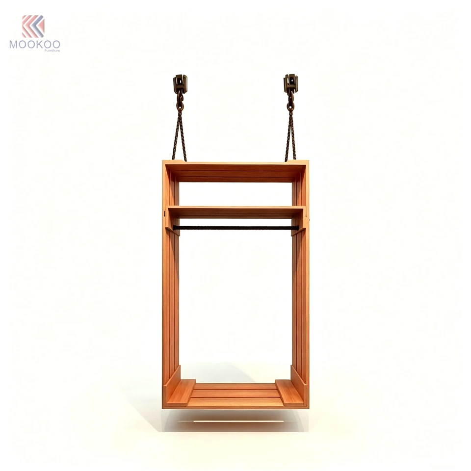 MOOKOO Industrial Modern Clothing Display Racks Heavy Duty Freestanding Garment Rails Floor Shelving Units Pulley System high quality