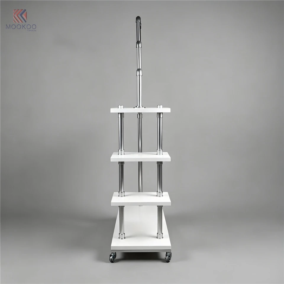 MOOKOO Industrial Stainless Steel Clothing Rack 1-Tier Shelves Caster Wheels Modern For Garment Organizer Hanger Side high quality