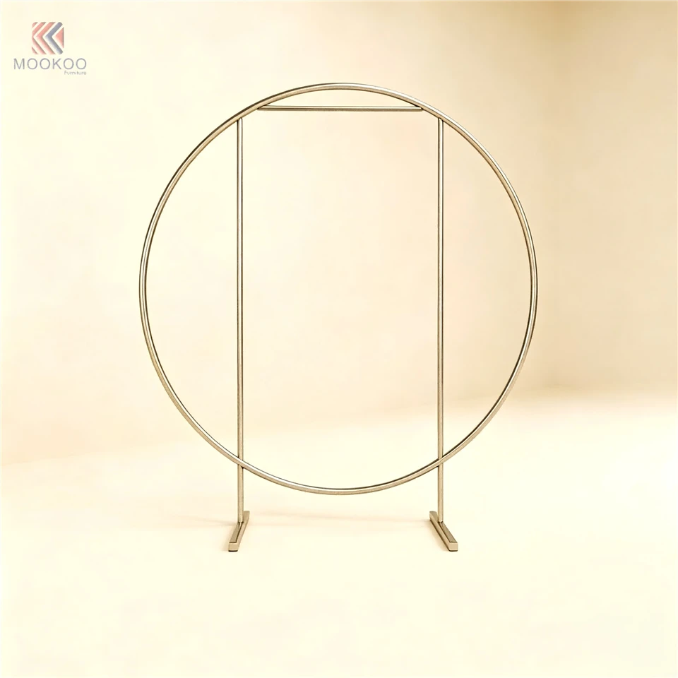 MOOKOO Luxury Stainless Steel Oval Clothing Display Stand Ellipse Shaped Garment Rack Rotating High End Retail Store Minimalist best