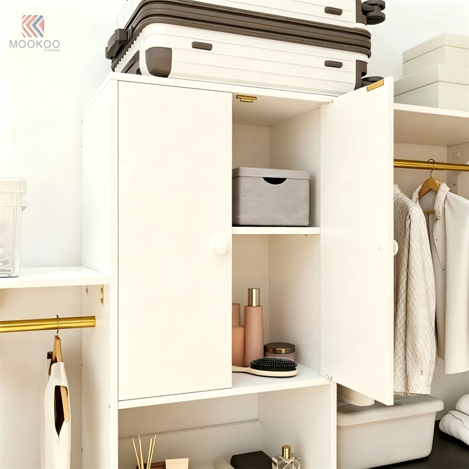 MOOKOO Luxury Walk-in Closet LED Lighting Modern Dressing Room Hanging Rods Drawers Freestanding best