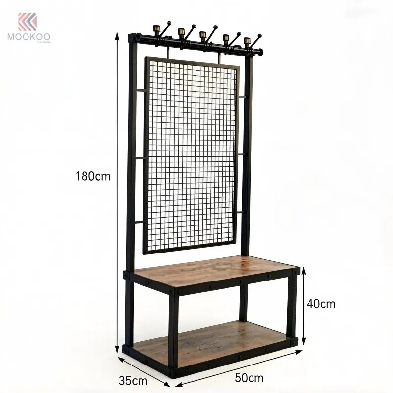 MOOKOO Modern Black Iron Metal Hall Tree Set Freestanding Locker Grid Board Bottom Shelf Heavy-Duty Changing Room Bench Hanging price