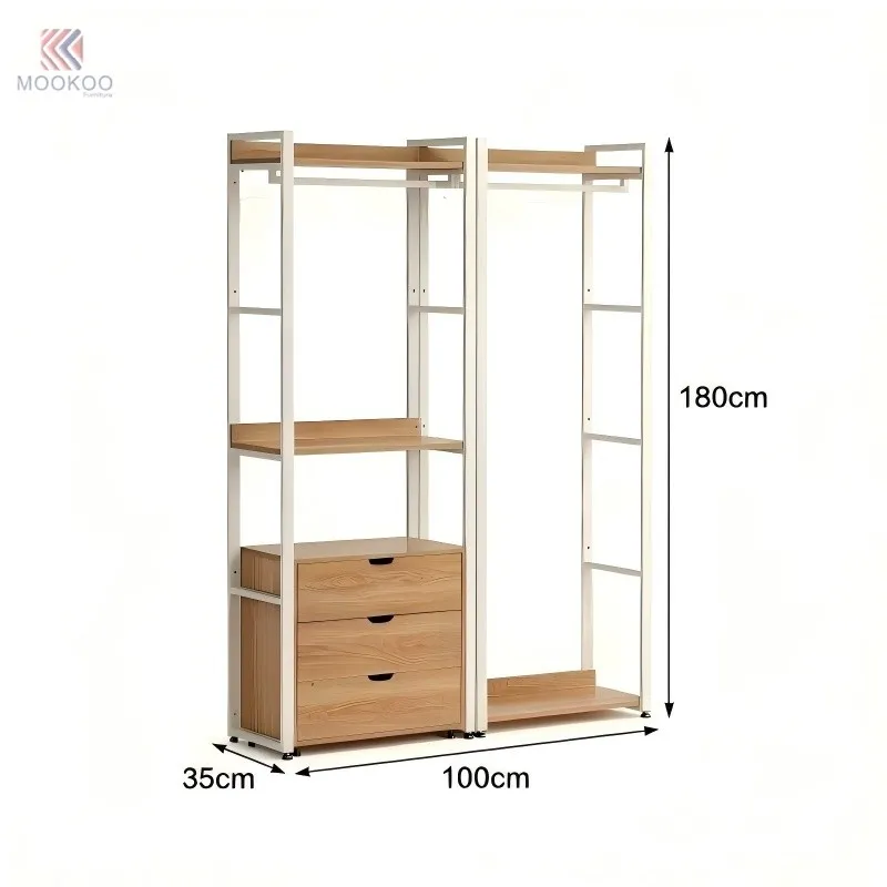 MOOKOO Modern Metal Closet Organizer With Rotating Detachable Drawers And Hanging Rod-Easy Assembly Walk-in Varnish Finish price