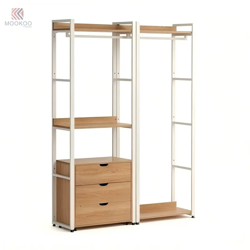 MOOKOO Modern Metal Closet Organizer With Rotating Detachable Drawers And Hanging Rod-Easy Assembly Walk-in Varnish Finish price
