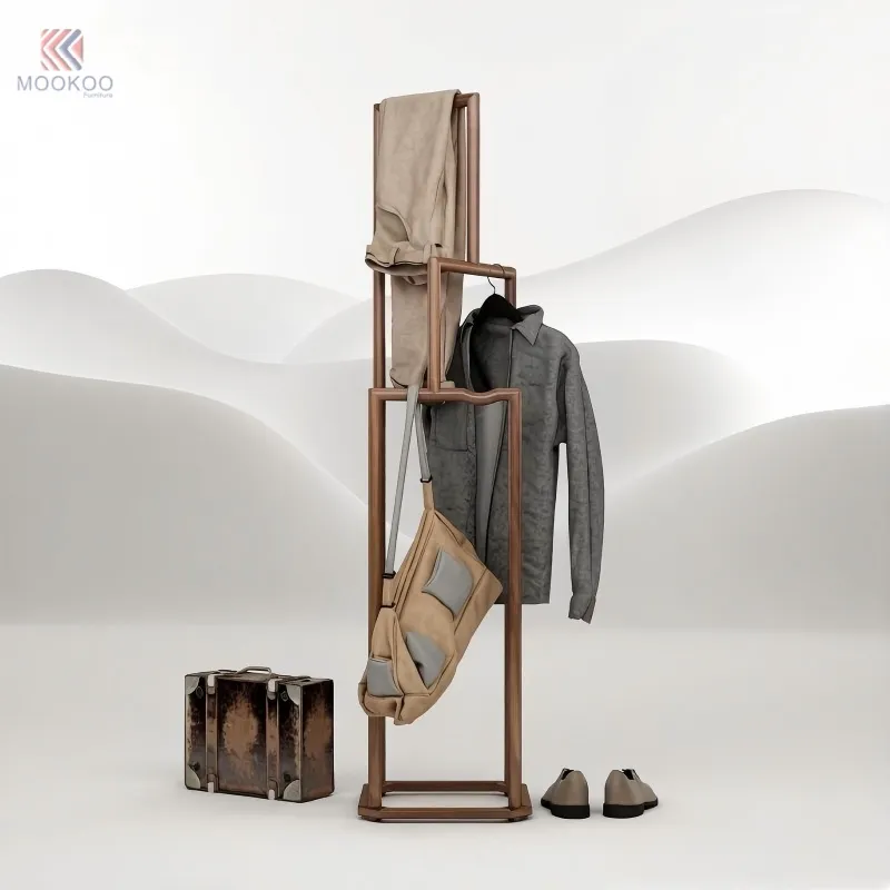 MOOKOO Modern Minimalist Metal Coat Rack Pants Hanger Multifunctional Floor Standing Clothing Display Rack