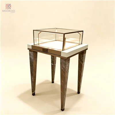 Custom Wholesale Luxury Stainless Steel Jewelry Display Showcase With Tempered Glass & LED Lighting For Retail Store