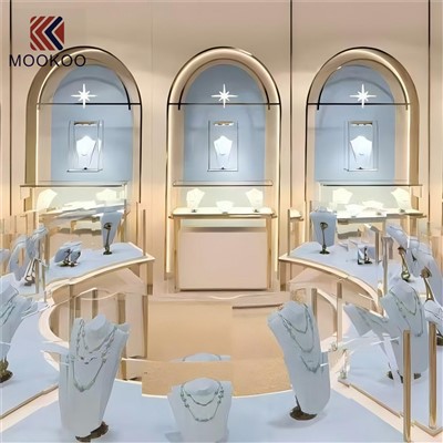 Luxury Stainless Steel Showcase LED Light Display Showcase Customized Showcase Kiosk Jewelry Shop Showcase Store Showcase
