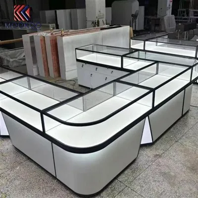 Modern LED-Lit Jewelry Display Counter