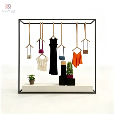 Modern Minimalist Square Metal Clothing Display Rack Freestanding 8mm Thick For Retail Garment Stand Boutique Window