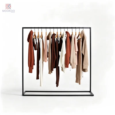 MOOKOO Customized Black Square Tube Clothing Display Rack Minimalist Metal Garment Rack Double-Side Hanging Bars Display