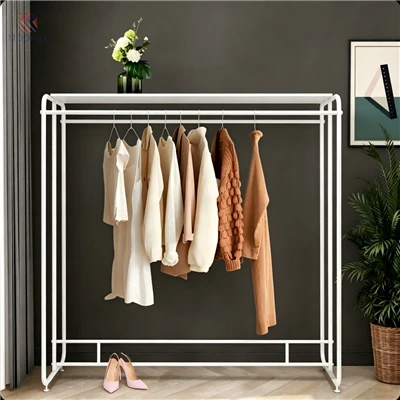 Mookoo Customized Heavy Duty Metal Clothing Rack Double Rod Adjustable Hanging Closet Organizer Modern Freestanding