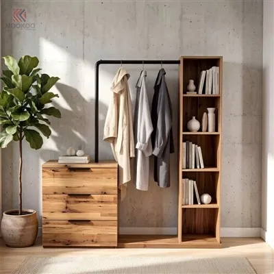 MOOKOO Customized Modern Metal Entryway Storage Cabinet Clothing Rack Bookshelf Multifunctional Shoe Bench Coat Rack 8mm Panel
