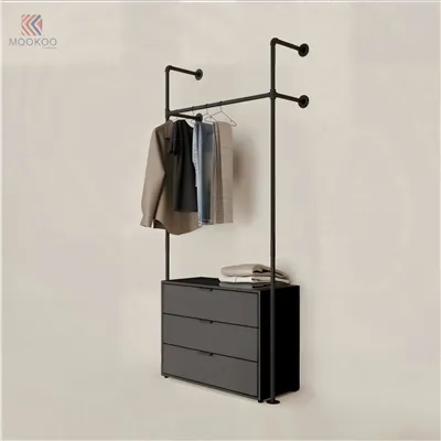 MOOKOO Modern Freestanding Clothing Display Rack Black Metal Varnish Finish Garment Rack Storage Cabinet For Bedroom