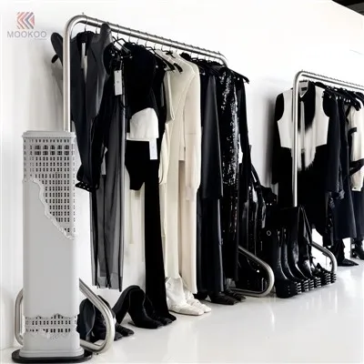 MOOKOO Modern Stainless Steel Customized For Floor Standing Clothing Display Rack 40cm Shelf Storage Cabinet Minimalist