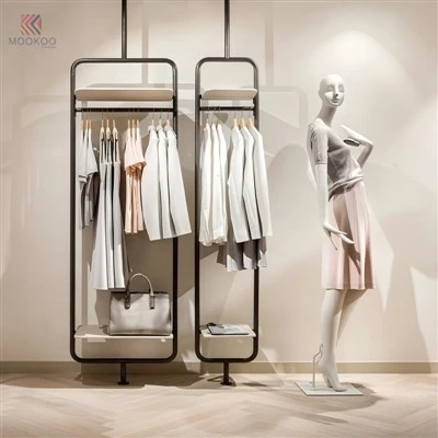 Stainless Steel Customized Clothing Display Rack Heavy Duty Metal Garment Rack Modern Double-Sided Floor Standing Clothes