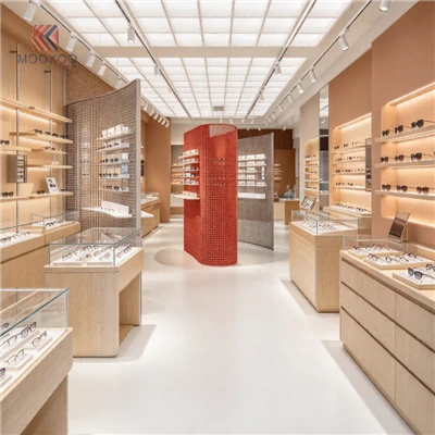 Wooden Eyewear Display Wall Shelf, Custom Optical Boutique Whole Store Decoration Project