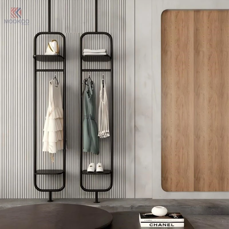 Stainless Steel Customized Clothing Display Rack Heavy Duty Metal Garment Rack Modern Double-Sided Floor Standing Clothes factory